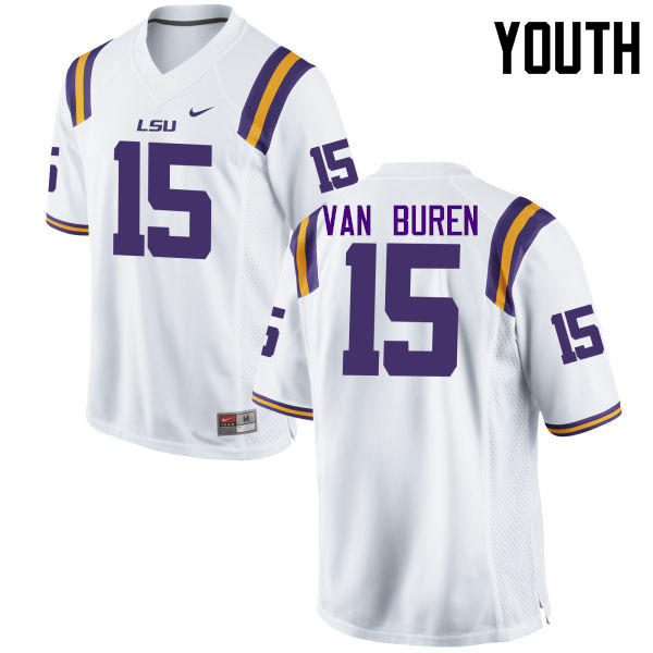 Youth LSU Tigers #15 Steve Van Buren College Football Jerseys Game-White